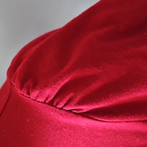 Maurices Dark Red Fold Over Turtleneck Short Sleeve Blouse - Picture 4 of 14